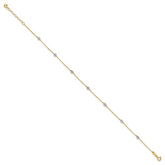 14K Two-tone Diamond-cut Beads 9in Plus 1in Ext. Anklet